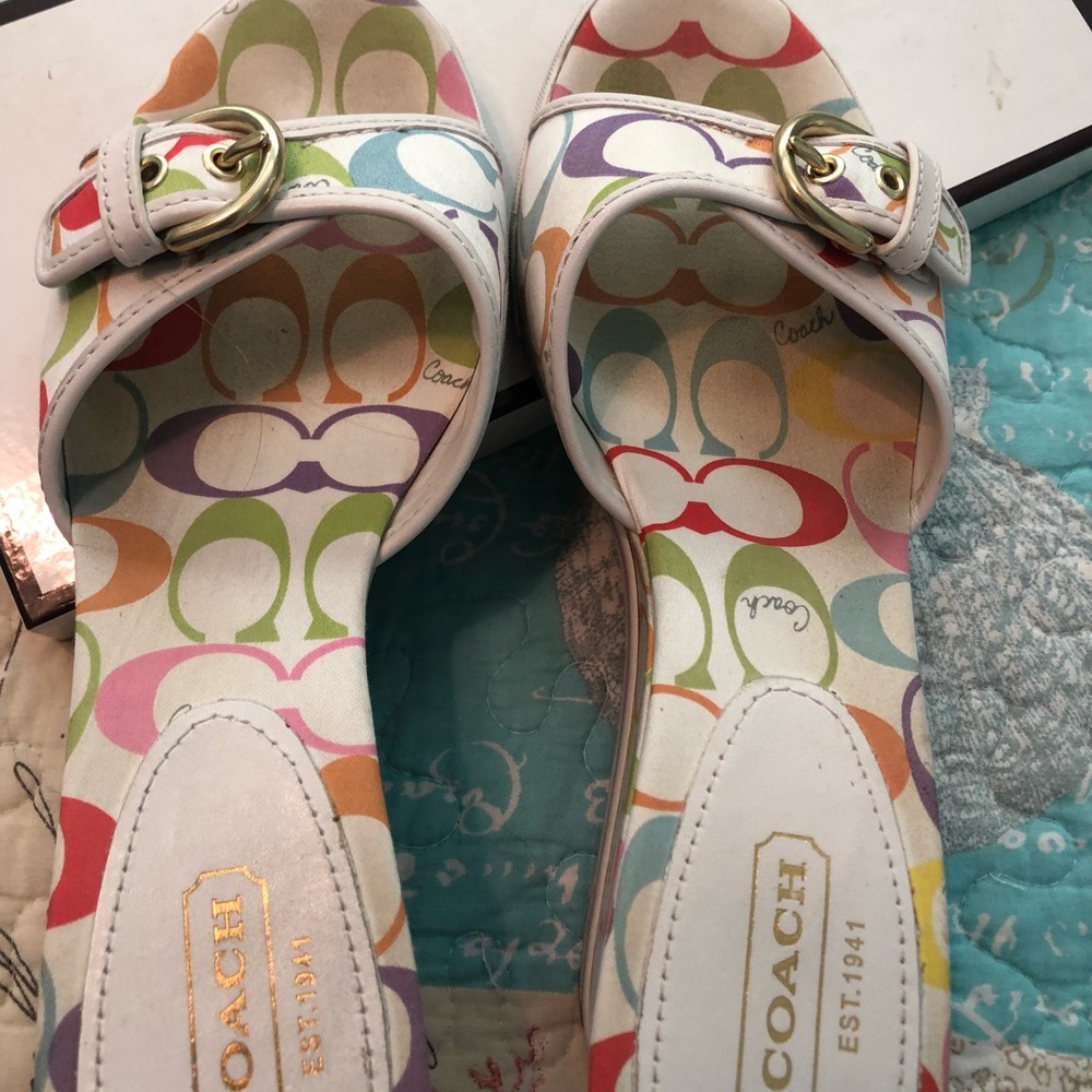 Coach logo Multi color wedge sandals